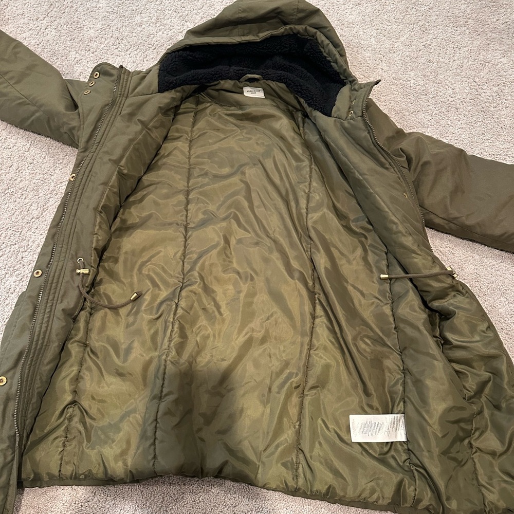 Women's Olive Hooded Puffer Coat